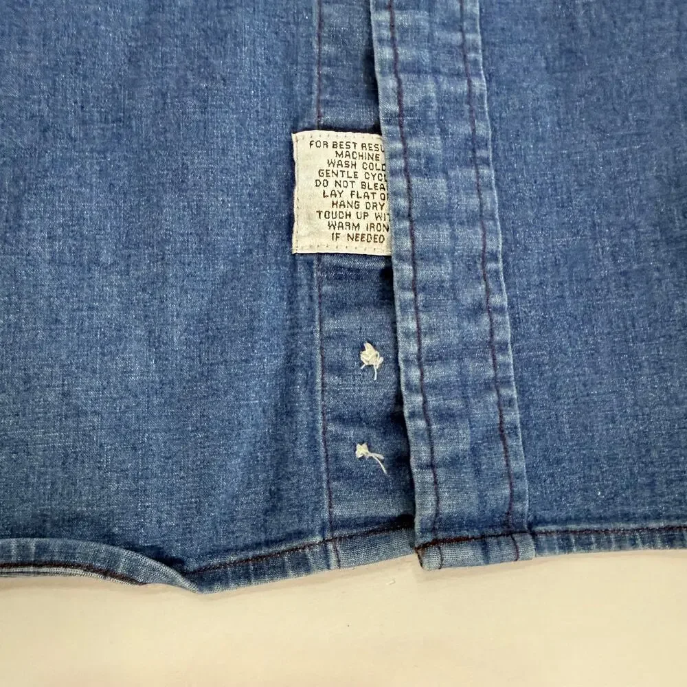 Peter Millar Crown Vintage Chambray Button Down Shirt S Mens Blue